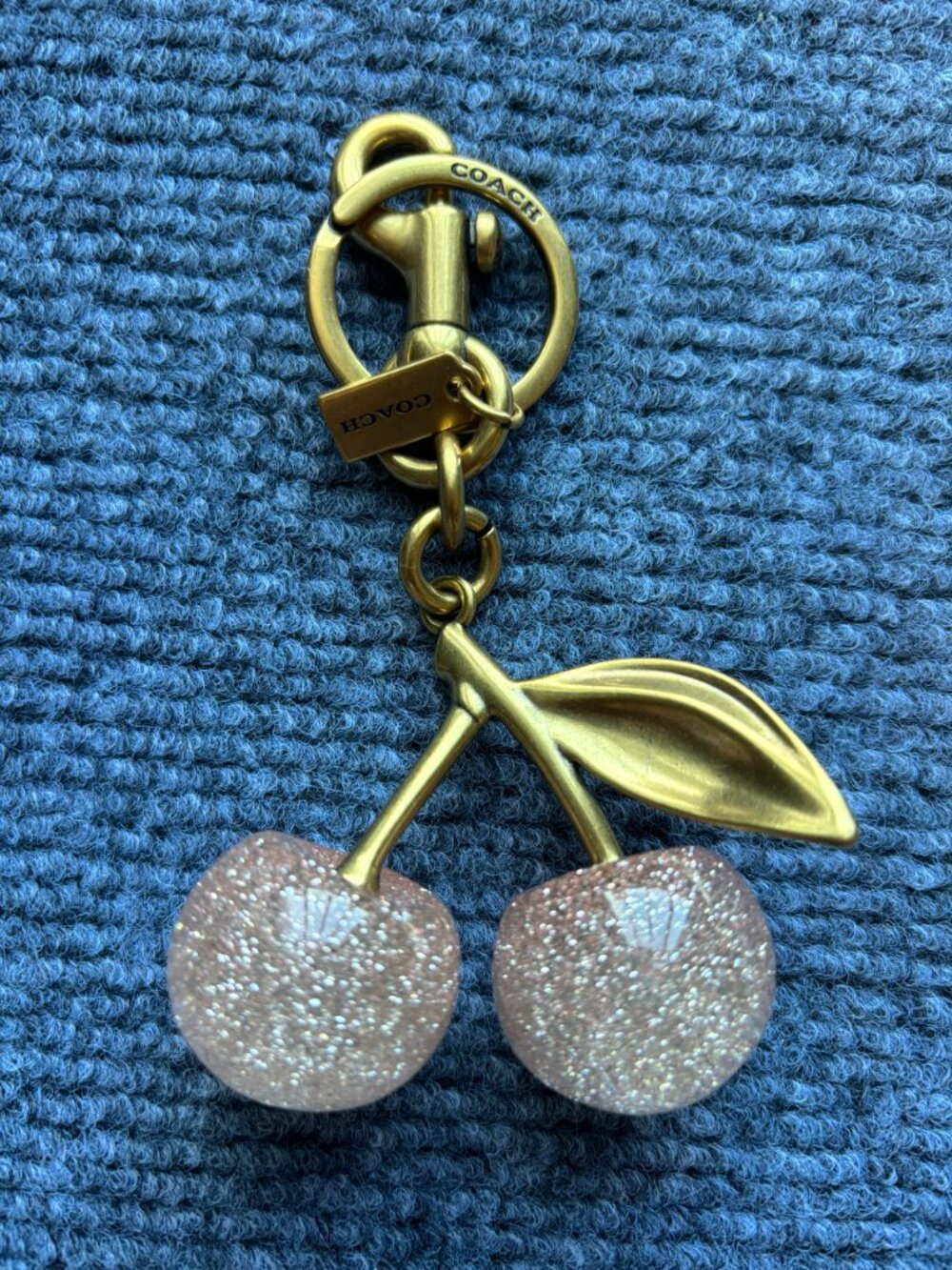 COACH Pink Glitter Cherry Bag Charm with Gold Hardware - Picture 2 of 2